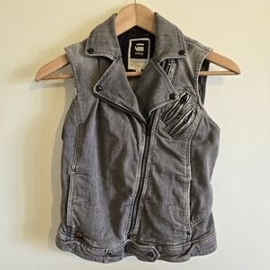 G-Star RAW Women's Slim Denim Vest Carbon Gray Size XS